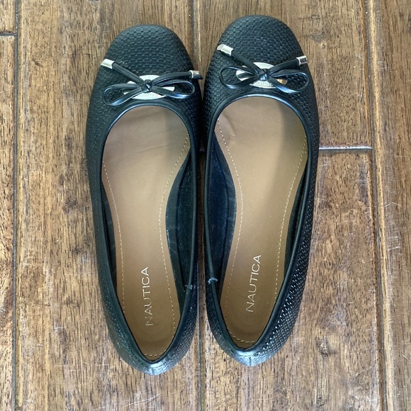 Nautica Classic Woven Ballet Flat Loafer Black Bow Sz 8 Classic Workwear - Picture 3 of 10
